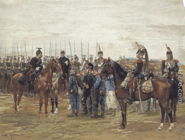 Jean Baptiste Edouard Detaille A French Cavalry Officer Guarding Captured Bavarian Soldiers